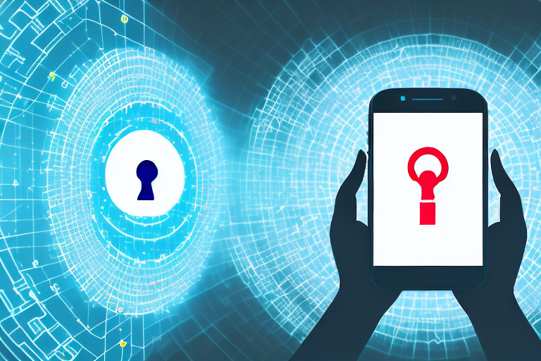 Two smartphones exchanging encrypted data