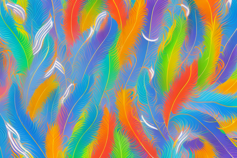 A key unlocking a treasure chest filled with colorful long-tail feathers