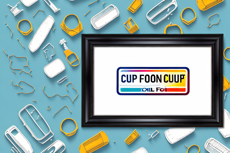 A coupon cut-out framed by a few synthetic oil containers and a car in the background