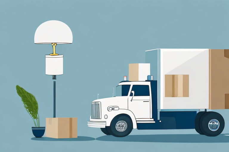 A moving truck with open doors revealing neatly packed boxes