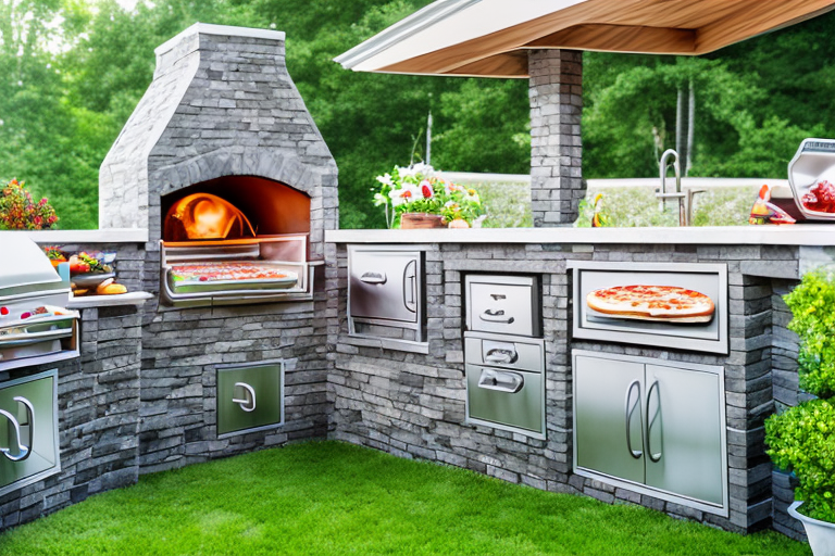 Five different outdoor kitchen kit setups