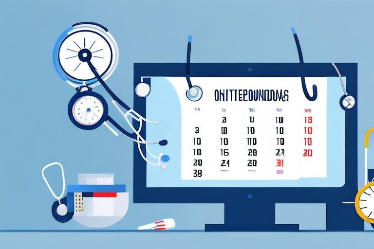 A desktop computer displaying a calendar and a stethoscope