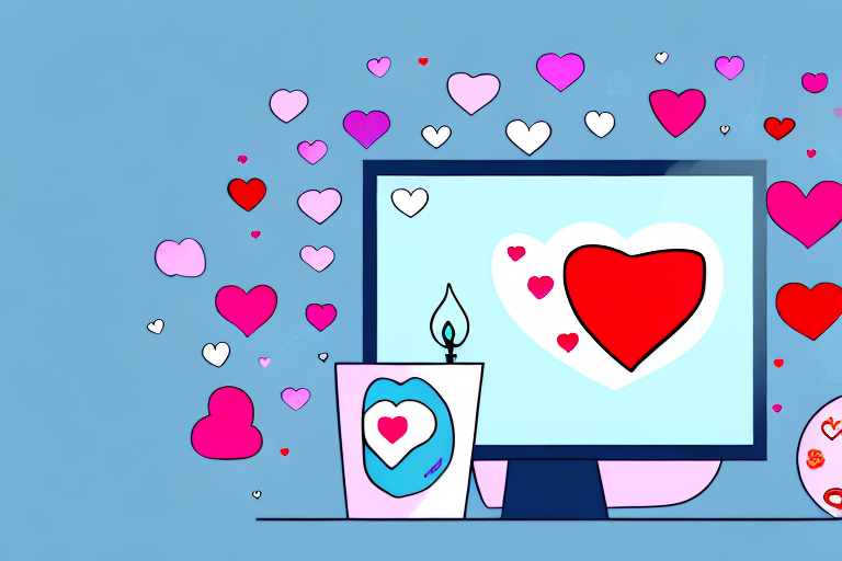 A computer with a heart symbol on the screen