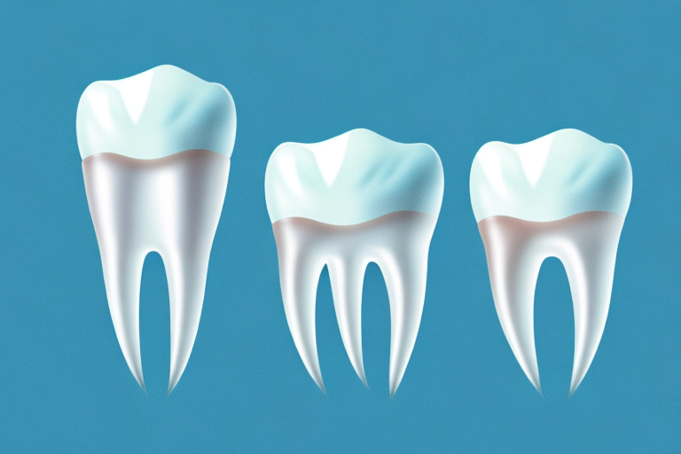 A dental implant and a denture side by side