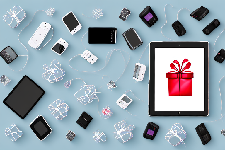 Various tech gadgets like a tablet