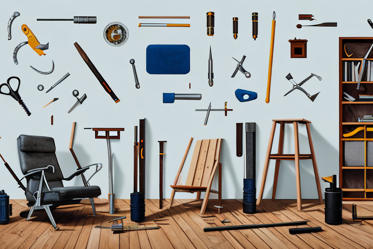 Various pieces of disassembled furniture