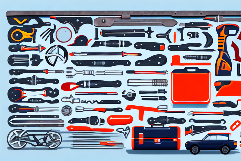 A mobile mechanic's toolbox with various tools and car parts