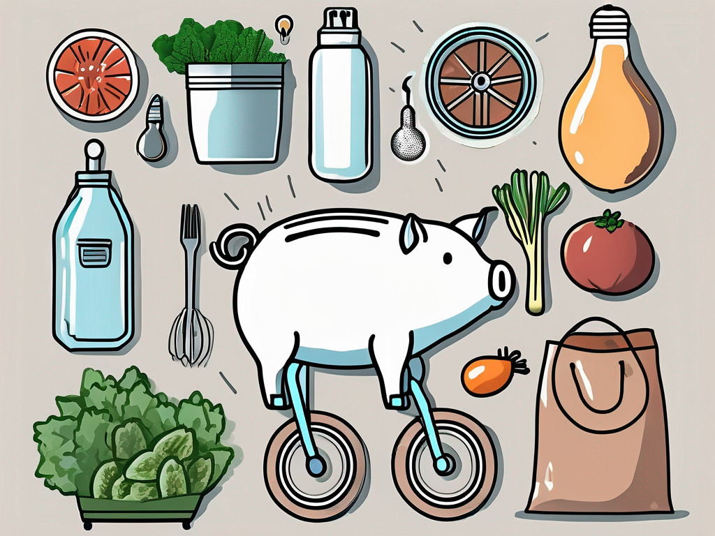 Various everyday items such as a piggy bank
