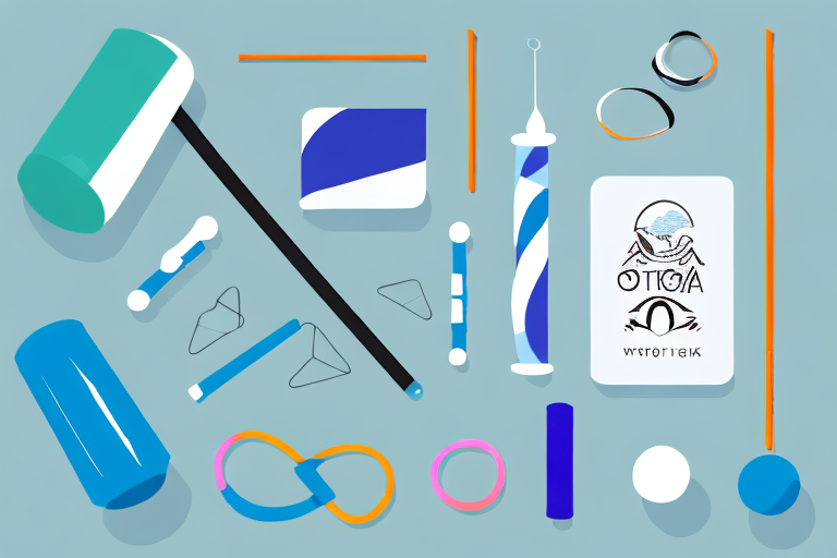 A variety of rehabilitation tools such as a yoga mat