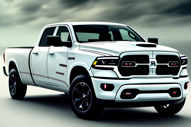 A 2023 dodge ram truck in a dynamic pose